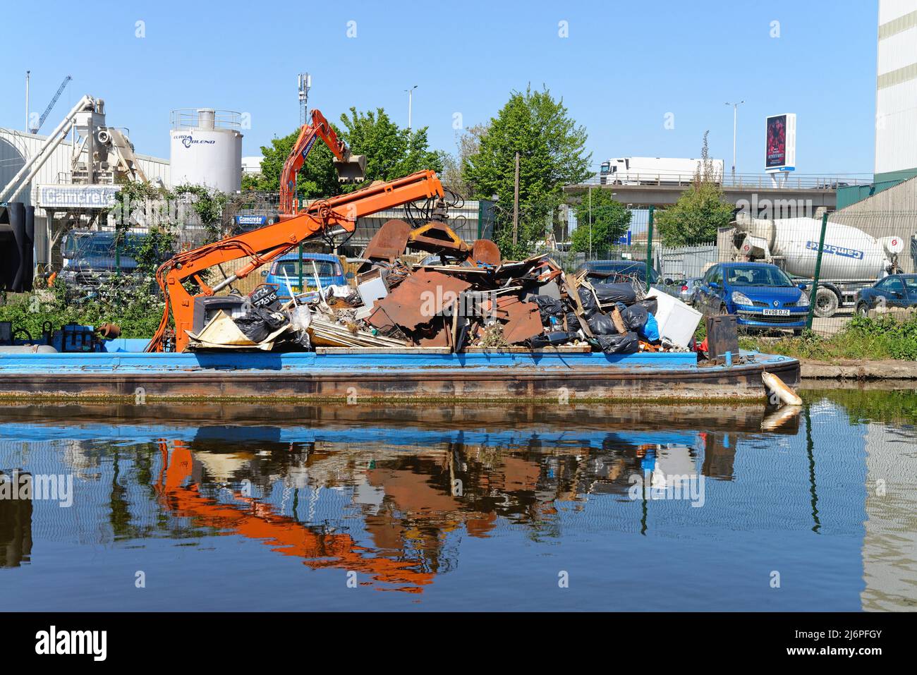 An unattractive light industrial site on the Grand Union canal at Hayes Greater London England UK Stock Photo