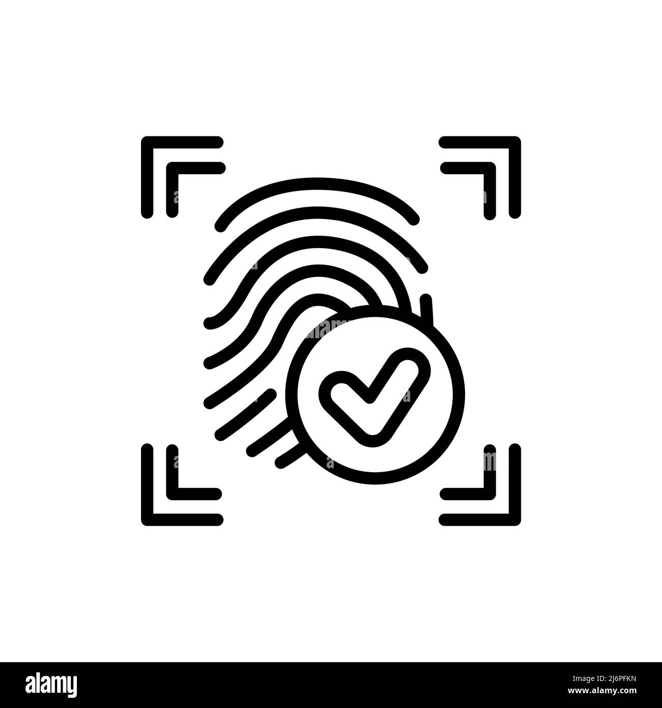 Fingerprint scan approved color line icon. ID and verifying person. Biometric identification element. Stock Vector