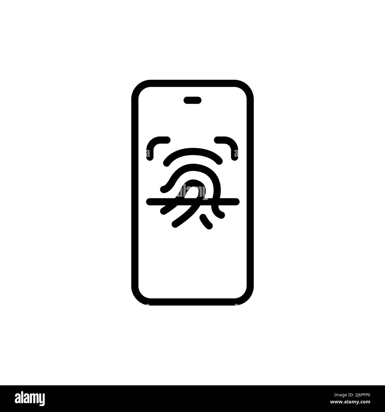 Fingerprint scan in smartphone color line icon. ID and verifying person. Biometric identification element. Stock Vector