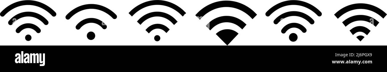 set of wifi symbols advanced wireless communication method user interface design Stock Vector