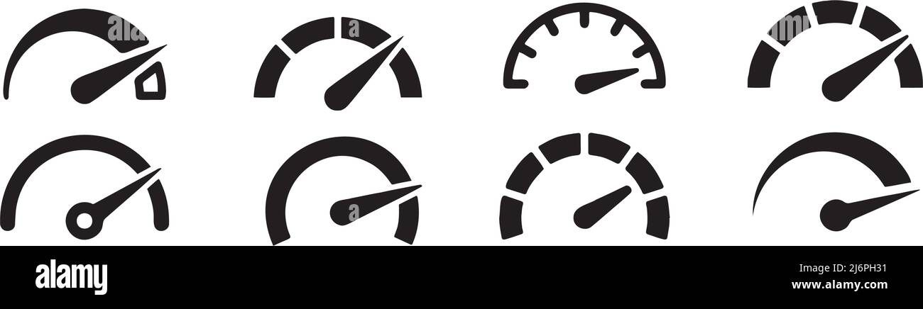 set of auto mobile speed meters fast displays fuel indicator Stock Vector