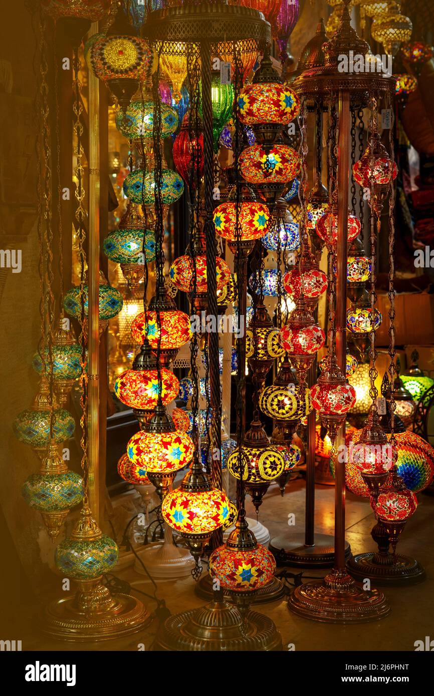 Multicolored background of lamps in Arabic style Stock Photo - Alamy