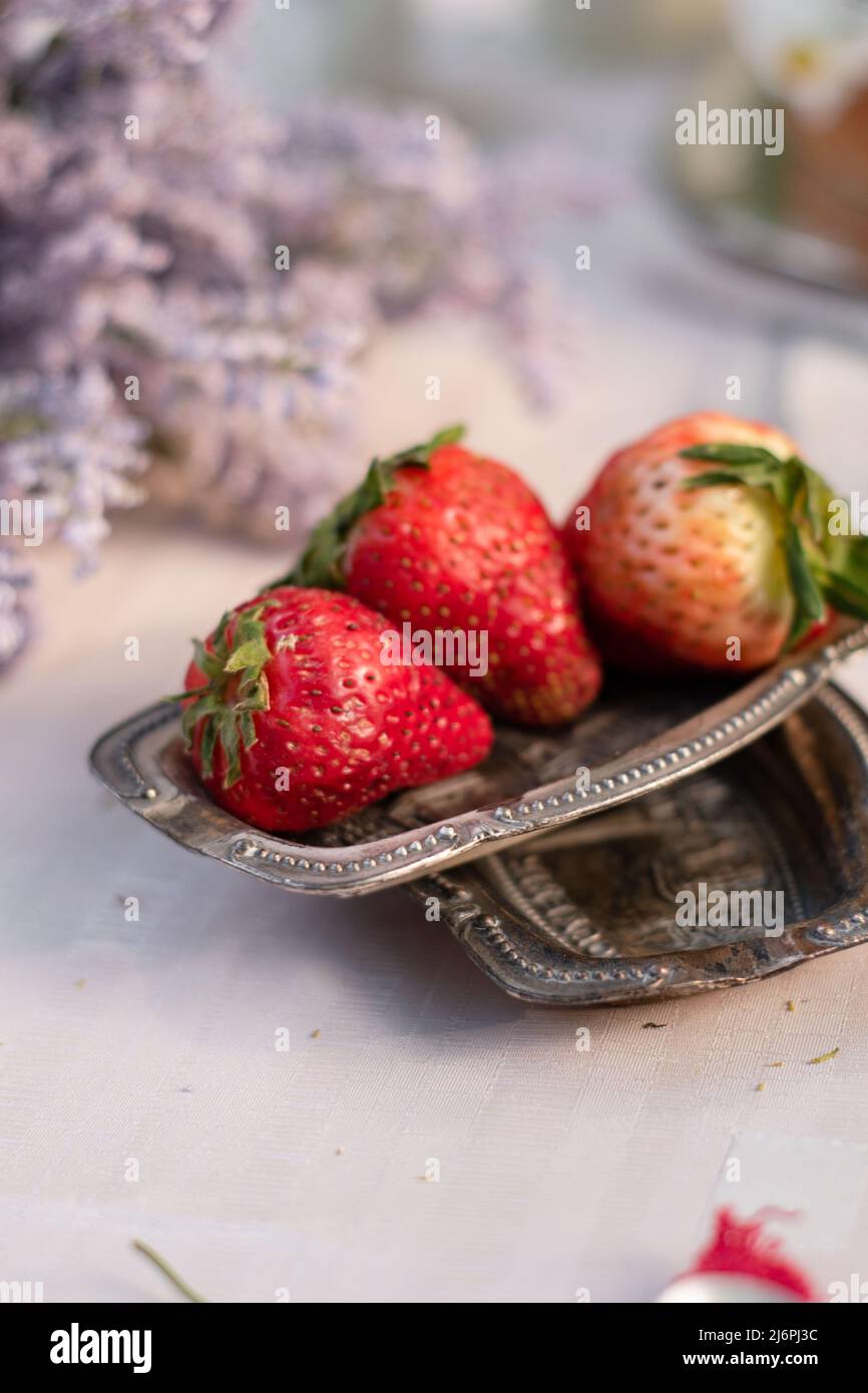 Summer strawberry cake Stock Photo