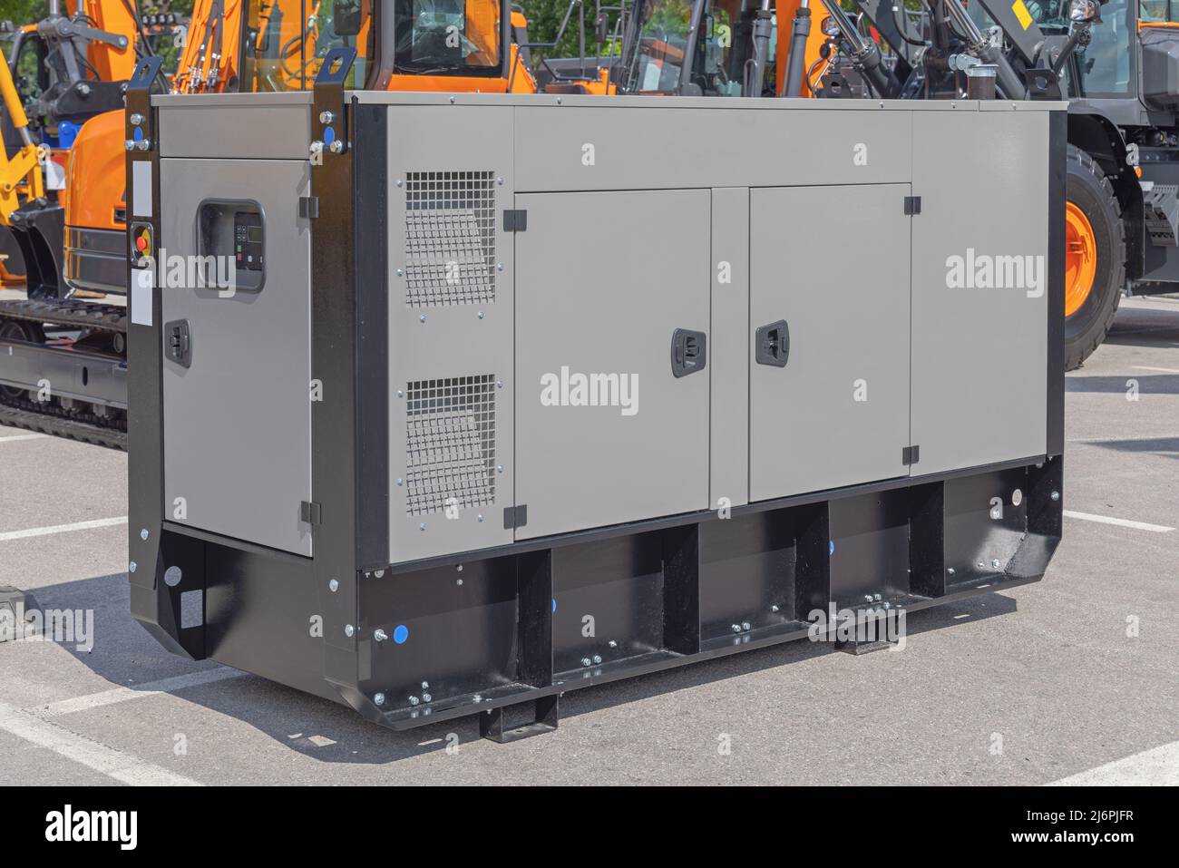 Aux Power Supply Generator at Construction Site Exterior Stock Photo Alamy