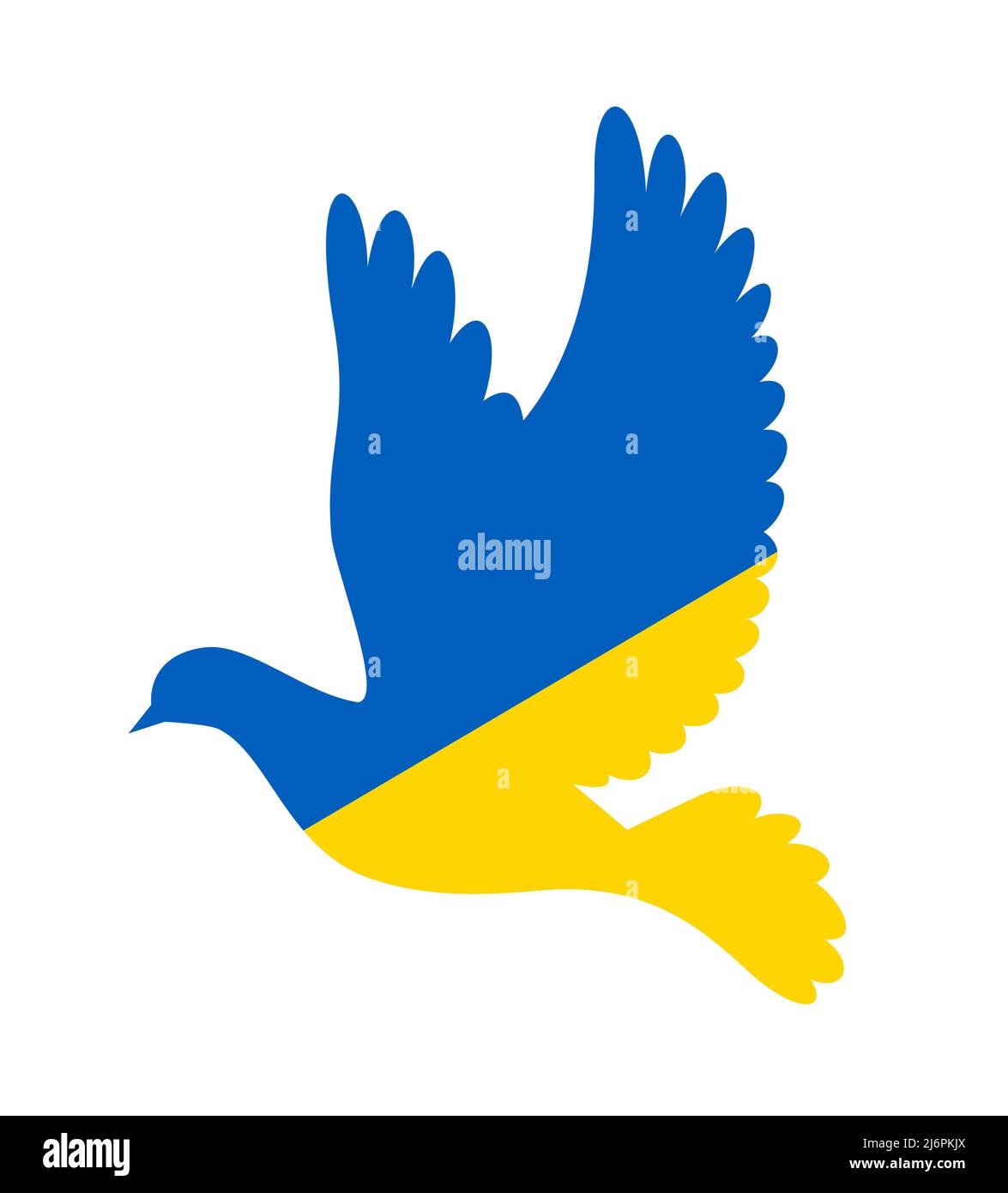 Ukraine national flag in peace dove form, peace for Ukraine concept, for banner and web design, vector illustration close-up Stock Vector