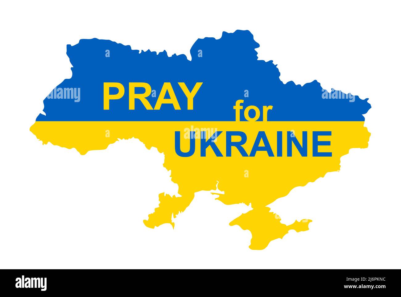 Ukraine national flag in Ukrainian map form - Pray for Ukraine concept, for banner and web design, vector illustration close-up Stock Vector