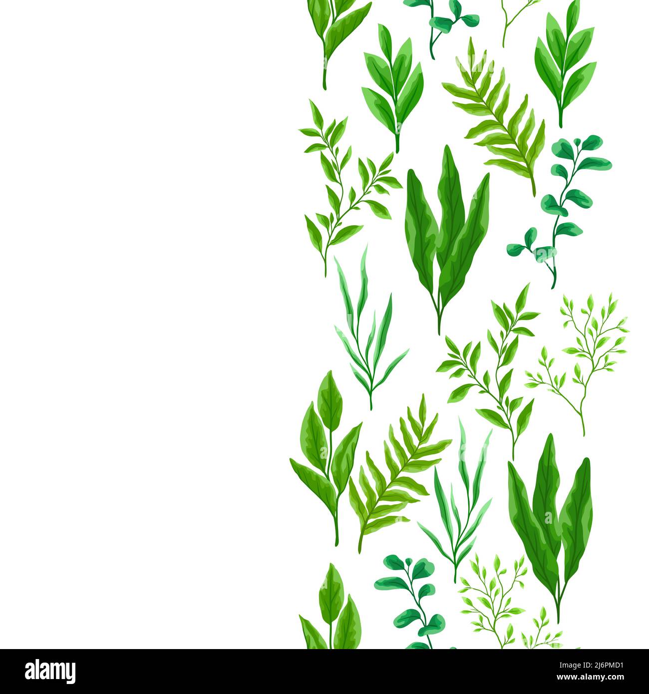 Seamless pattern with branches and green leaves. Spring or summer ...