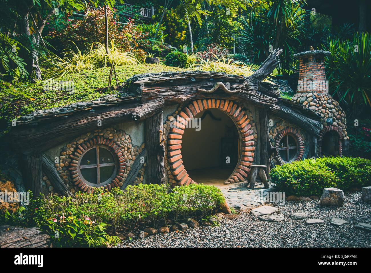 Hobbit house in the forest of Chiang Mai, Thailand. High quality photo Stock Photo