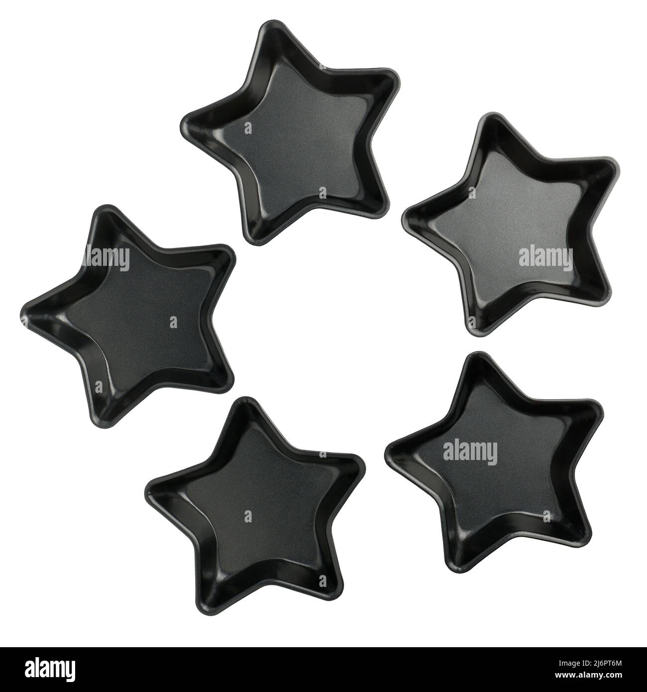 Metal star-shaped baking molds isolated on white background Stock Photo