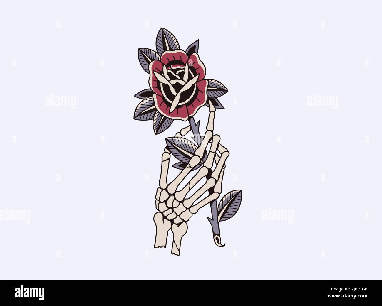 Skeleton Hand Holding Rose  Rose Tattoo  Sticker  TeePublic