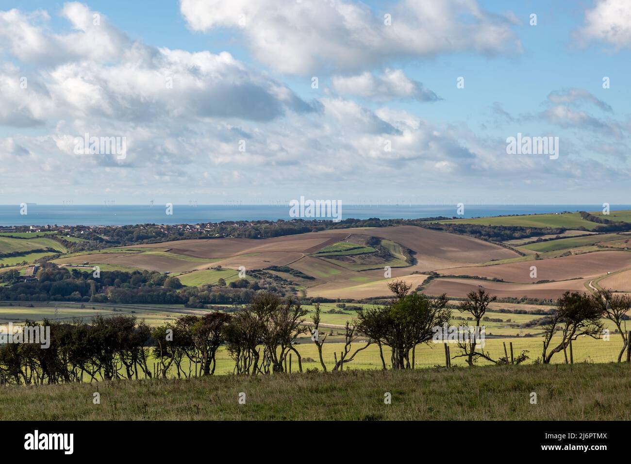 A View from Firle Beacon towards the South Coast, on a sunny autumn day Stock Photo