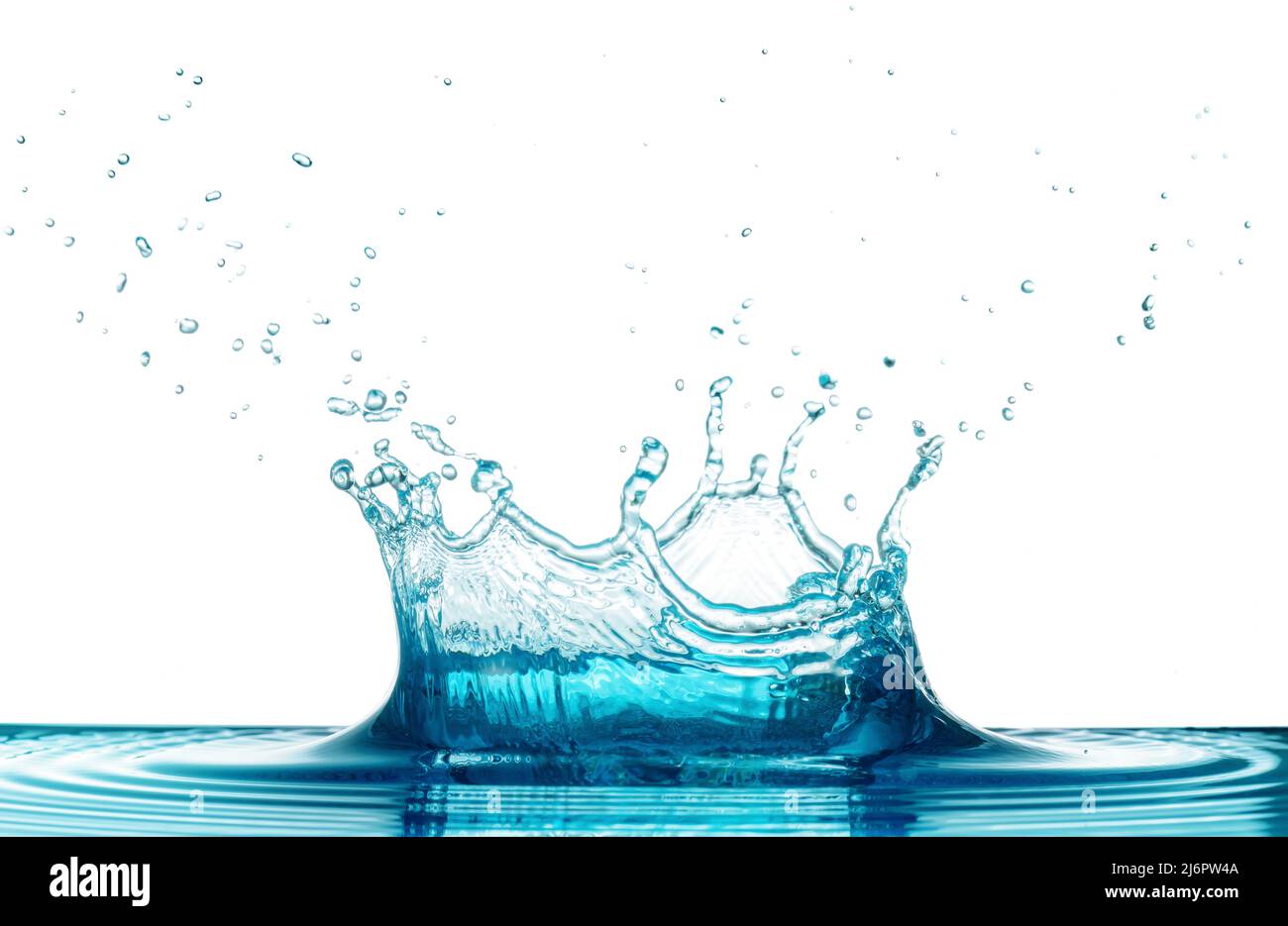 blue liquid splashing crown isolated on white background Stock Photo