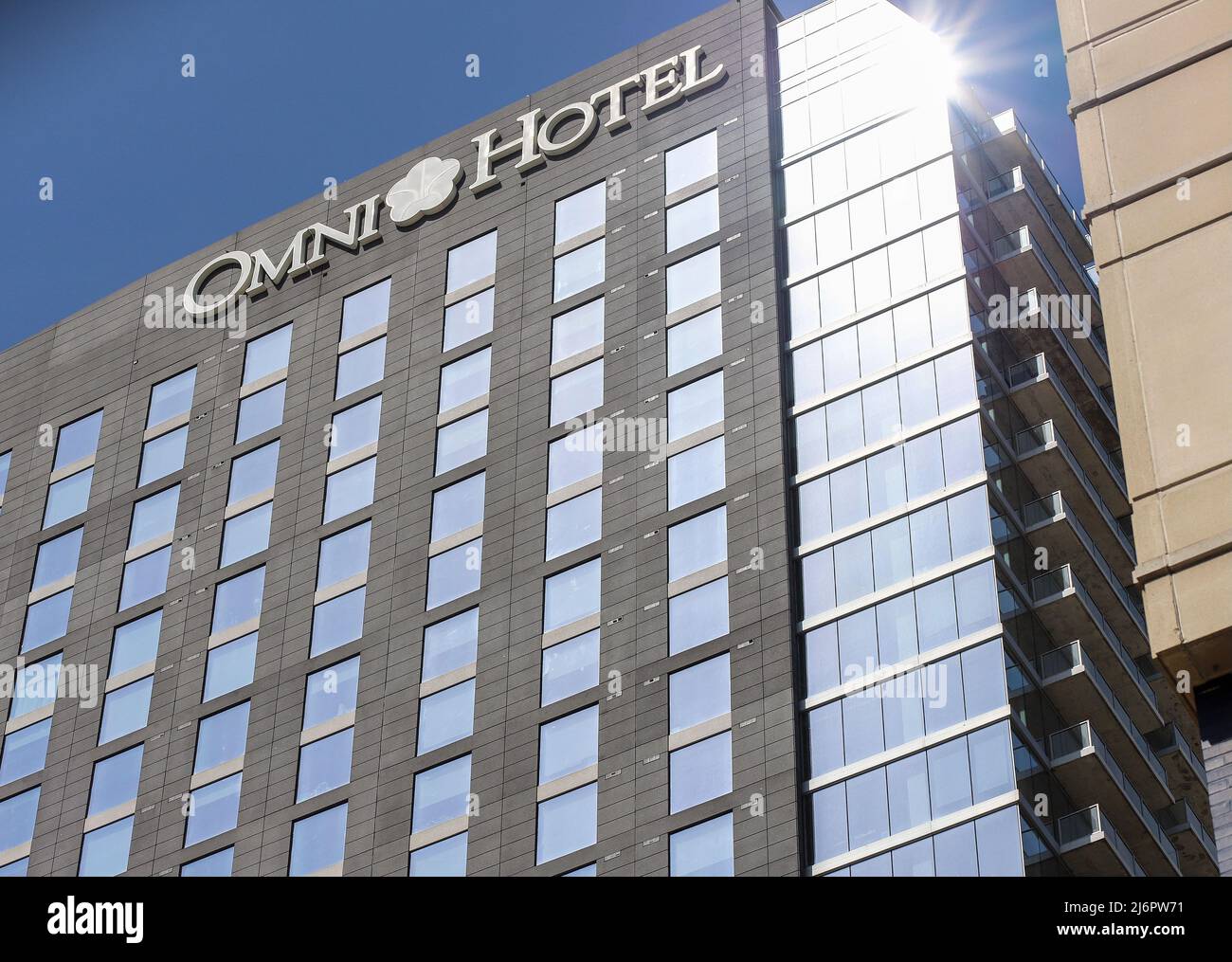 Louisville, Kentucky USA  May 1, 2022:  The exterior of the Omni  Hotel in downtown Louisville, Kentucky Stock Photo