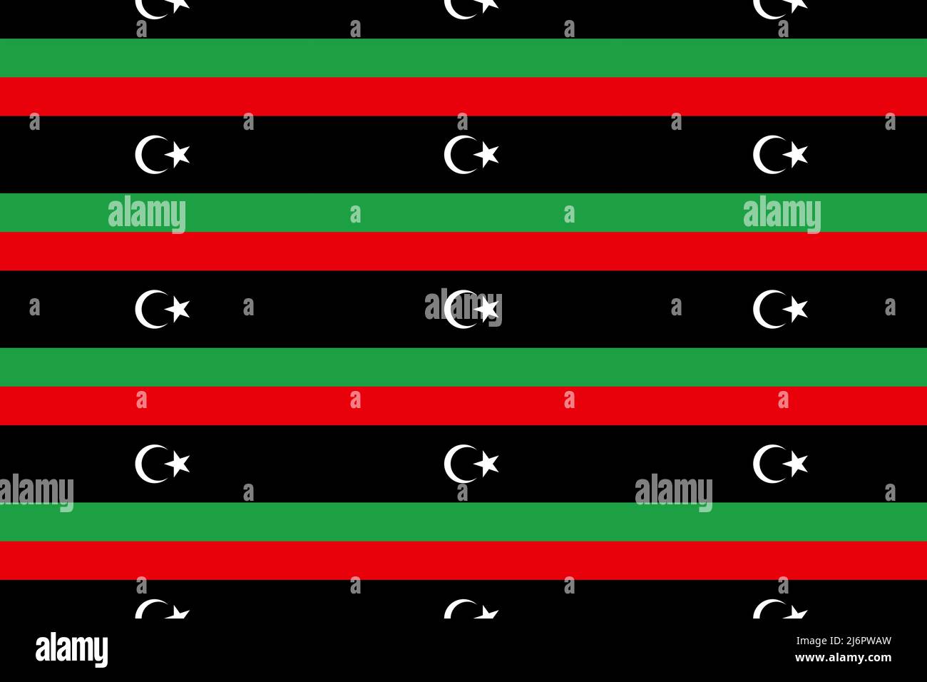 Geometric pattern in the colors of the national flag of Libya. The colors of Libya. Stock Photo