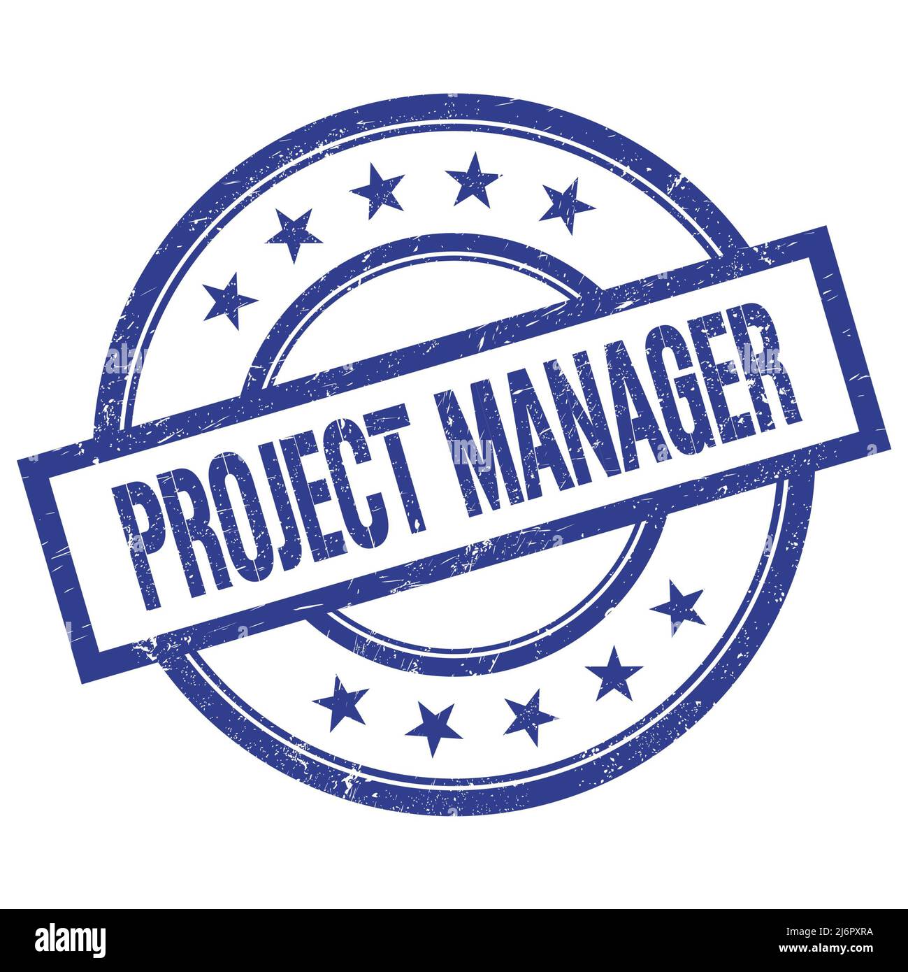 PROJECT MANAGER text written on blue round vintage rubber stamp Stock ...