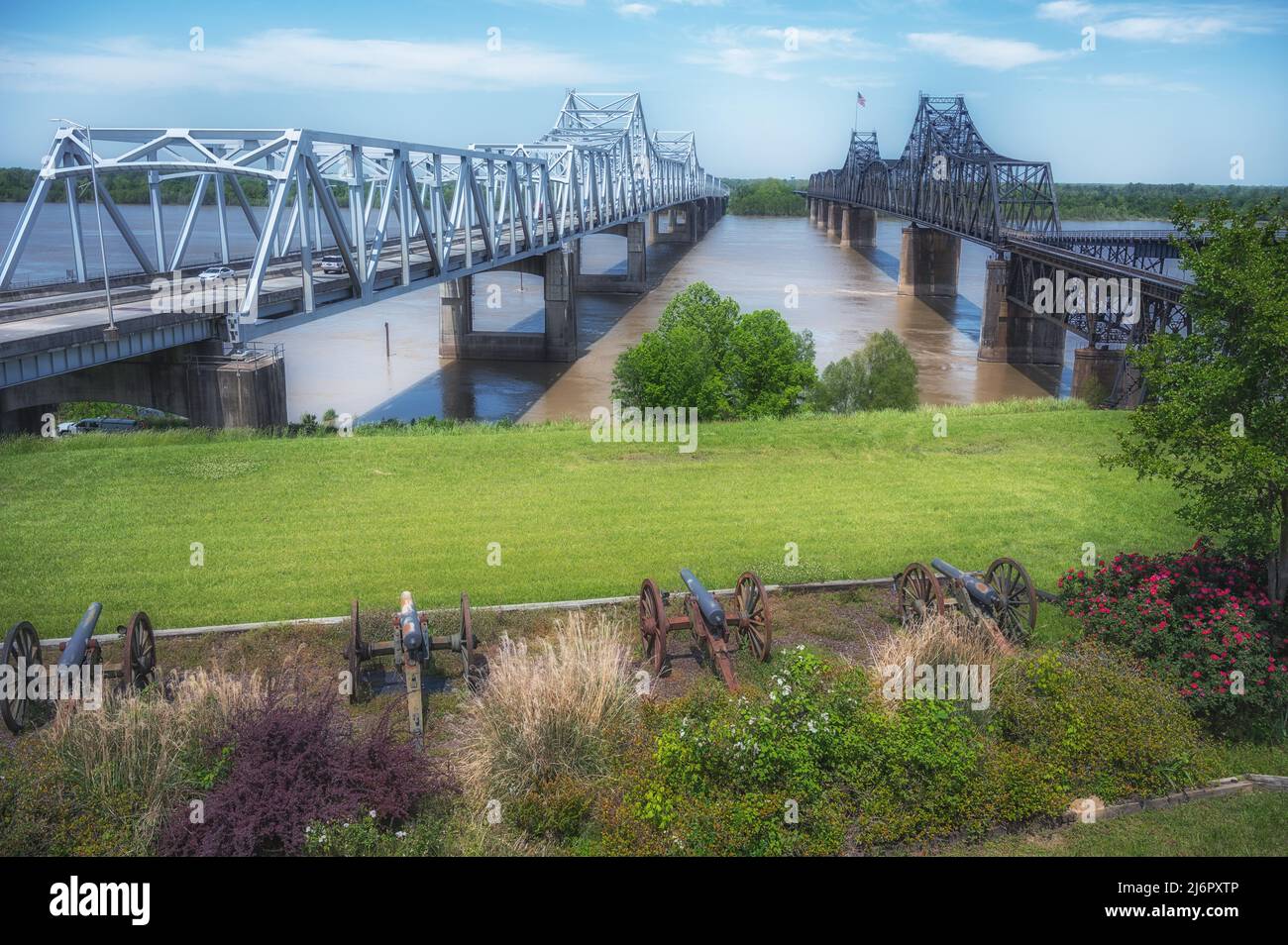 Mississippi River bridge at Vicksburg, Mississippi, USA Stock Photo