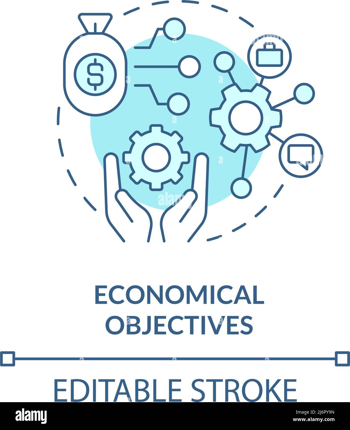Economic objectives turquoise concept icon Stock Vector