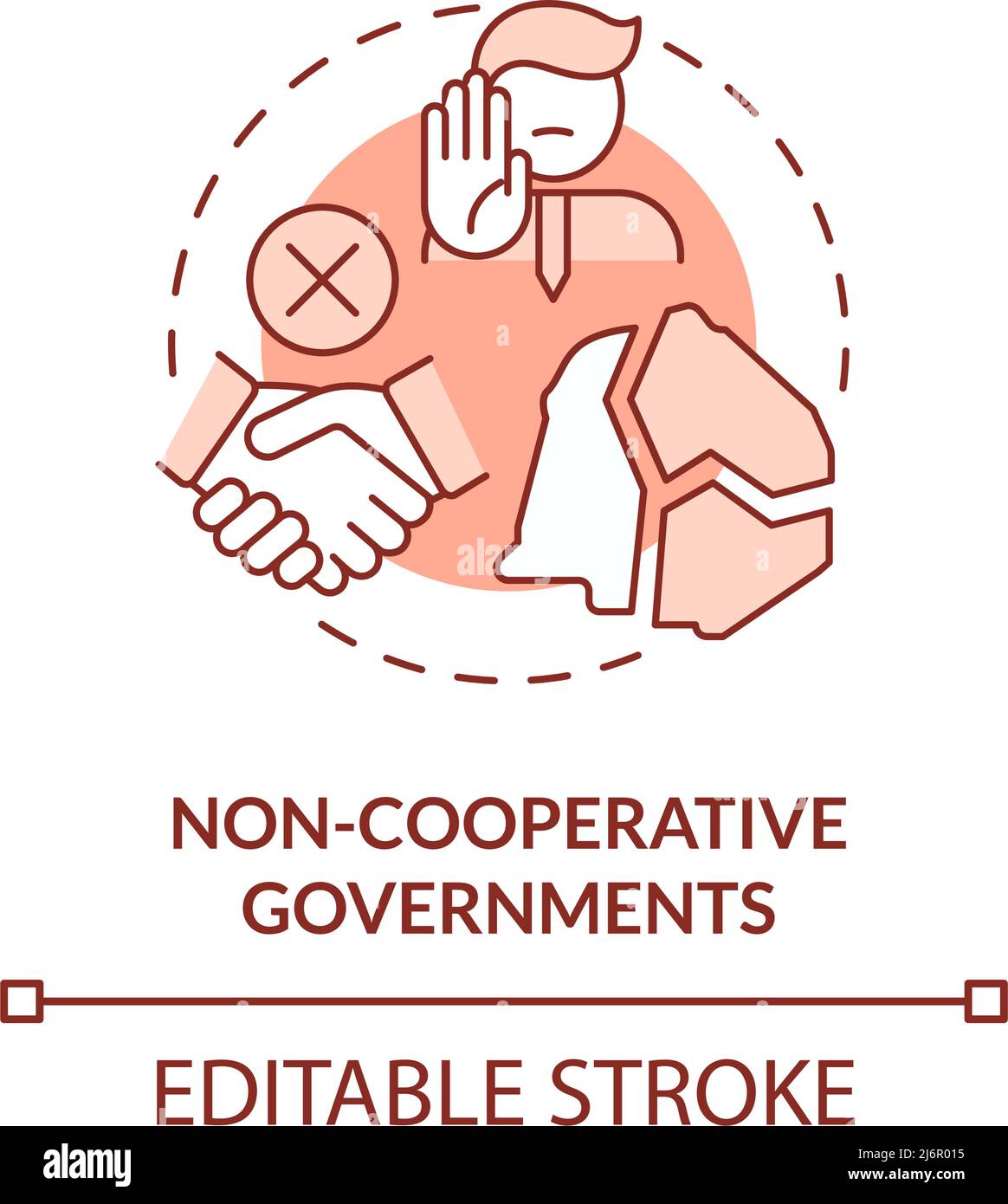 Non cooperative governments terracotta concept icon Stock Vector