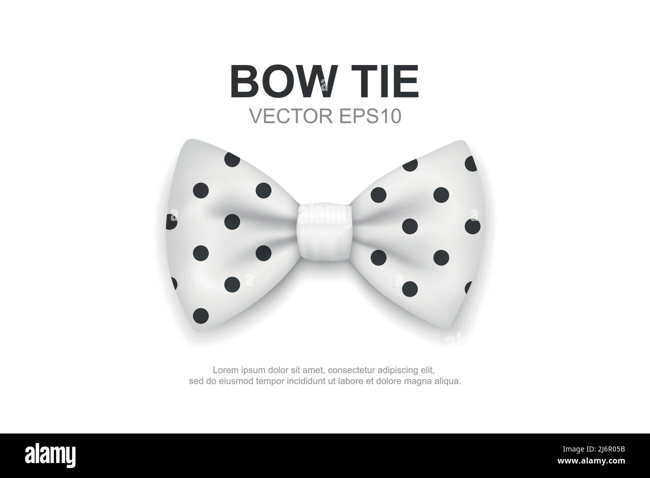 Vector 3d Realistic White Polka Dot Bow Tie Icon Closeup Isolated on ...