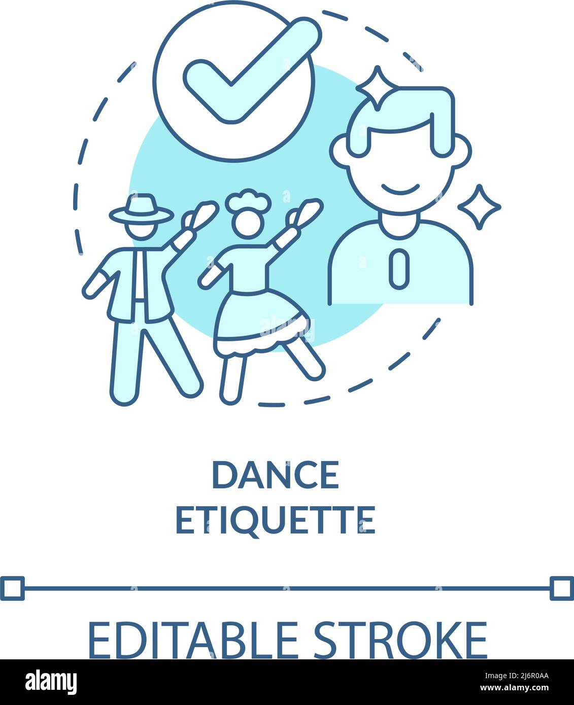 Dance etiquette turquoise concept icon Stock Vector
