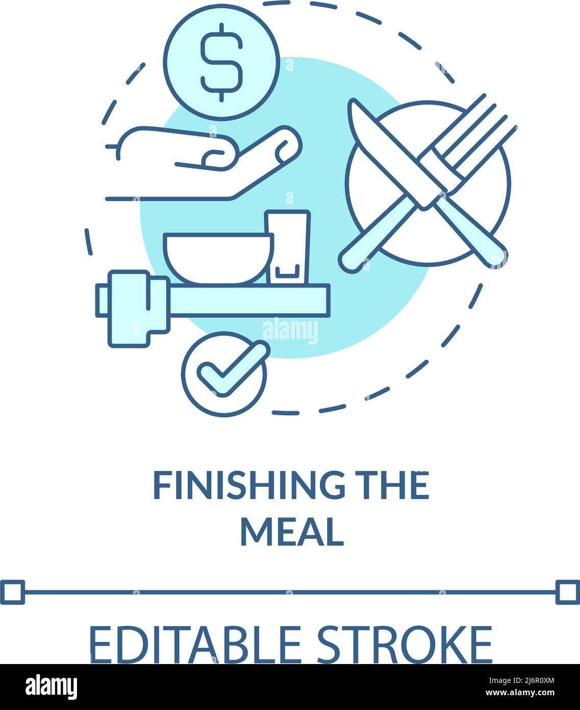 Finishing meal turquoise concept icon Stock Vector