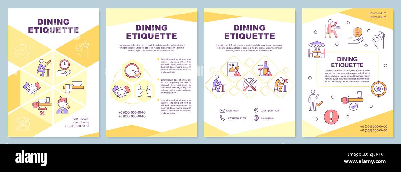 Dining etiquette brochure template Stock Vector