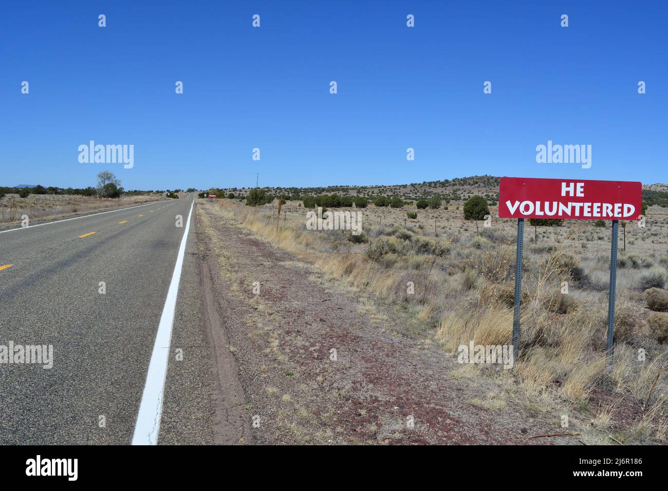 Legendary Burma Shave adverts on Route 66 Stock Photo