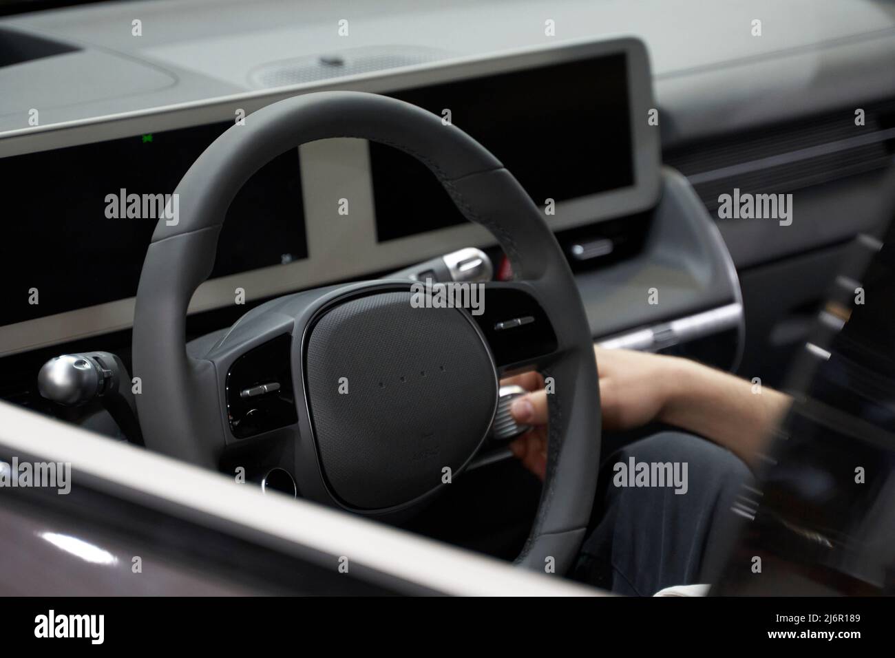 car computer navigation system and steering wheel Stock Photo - Alamy