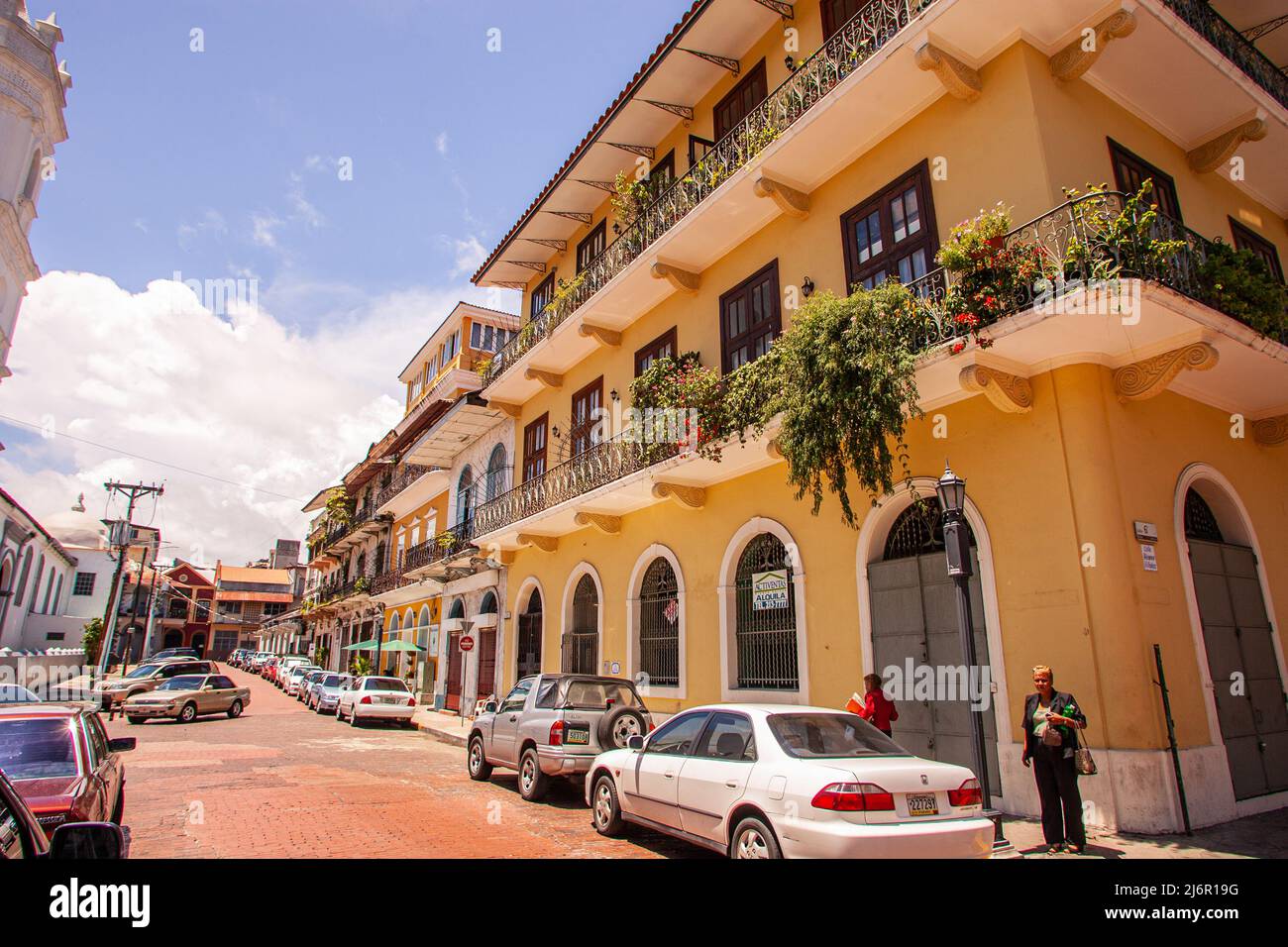 Panama City Street in the Old City, Casco Viejo, Panama, Central