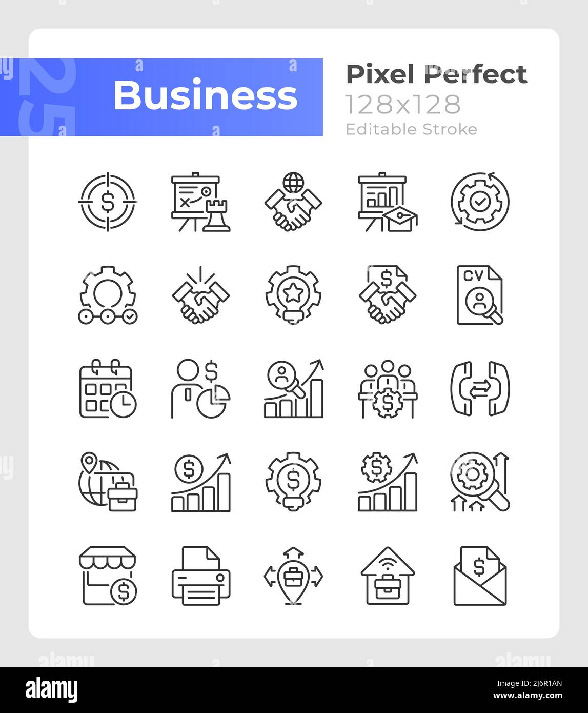 Business management pixel perfect linear icons set Stock Vector Image ...