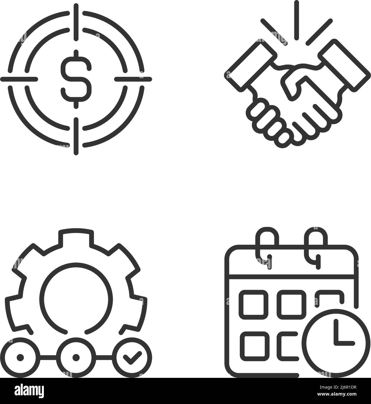 Successful business startup pixel perfect linear icons set Stock Vector ...