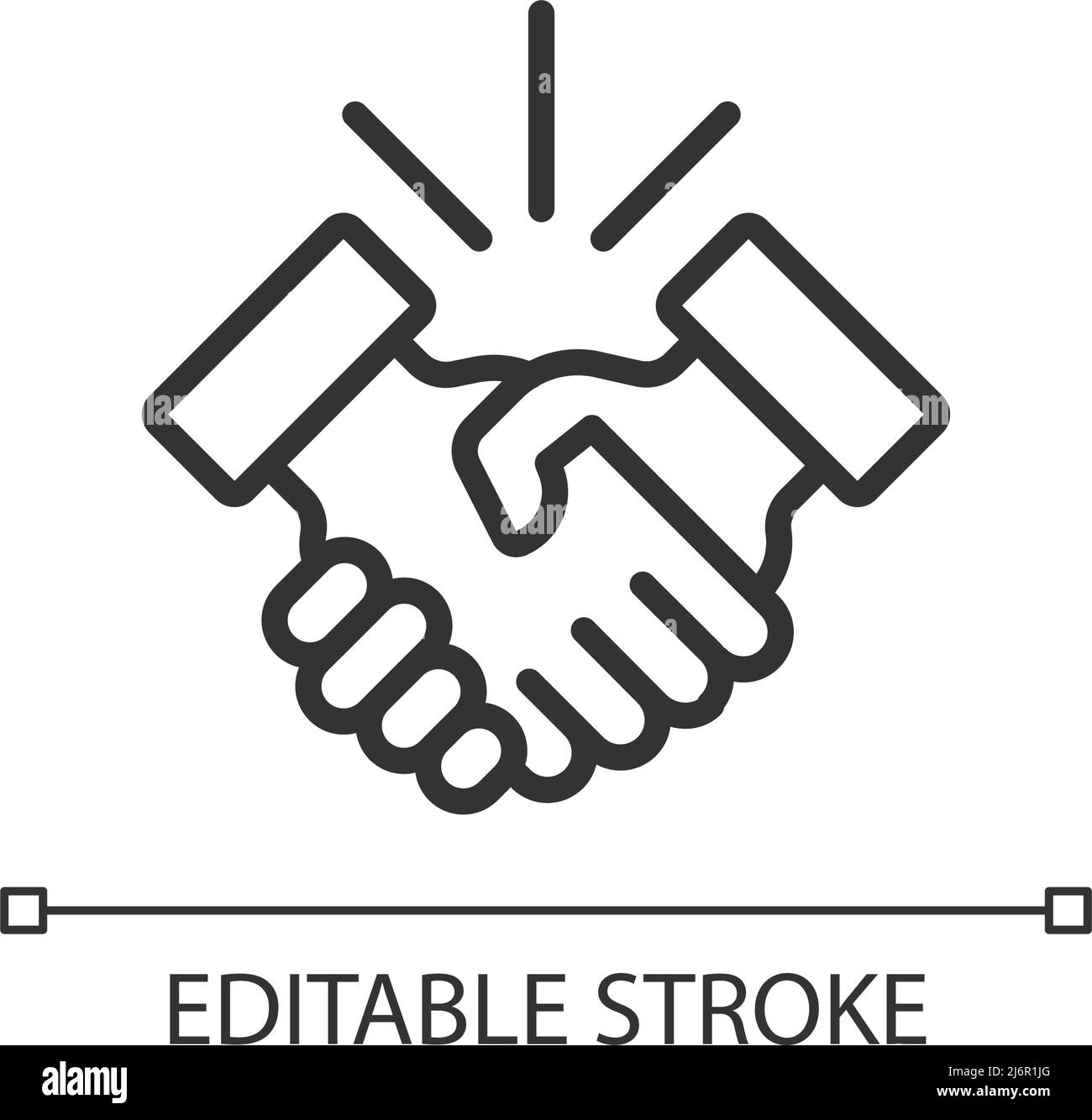 Handshake gesture linear icon. Thin line illustration. Shaking