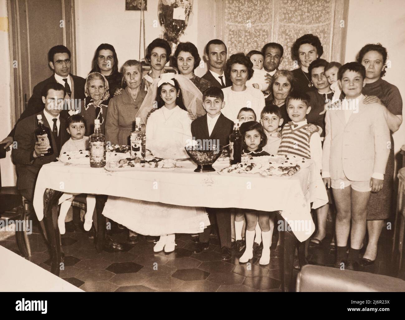 Italy feast of an Italian family for the first communion in 1962 Stock ...
