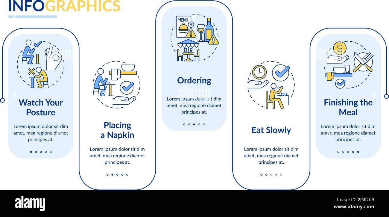 Restaurant etiquette rectangle infographic template Stock Vector