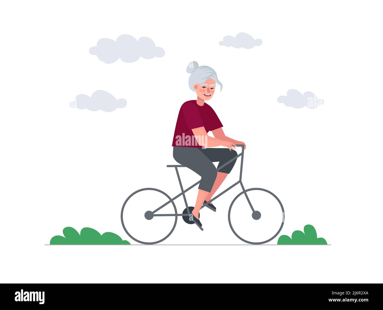 Mature lady riding bike Stock Vector Images - Alamy