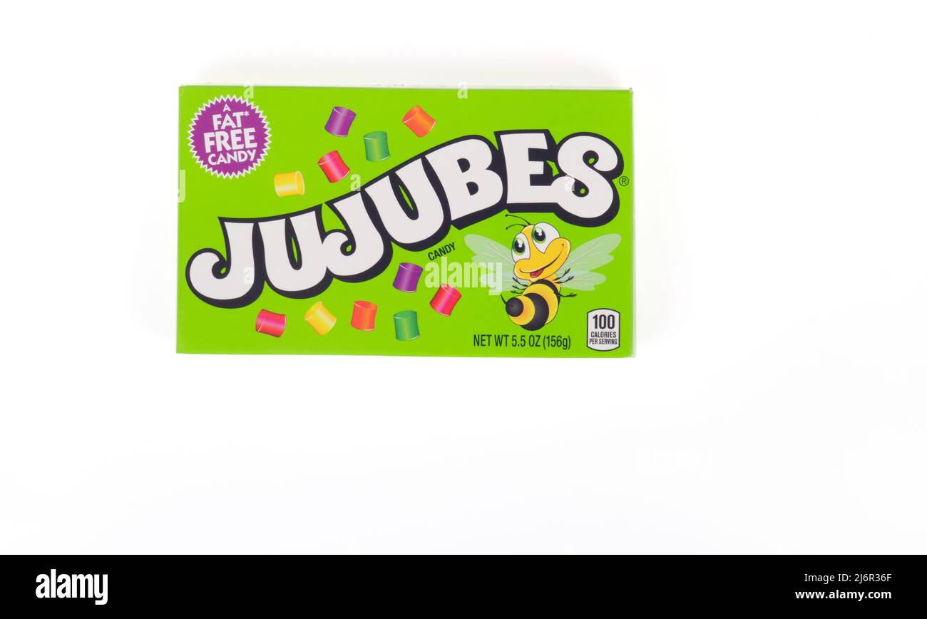 Box of JUJUBES fat free candy by Heide Candy Company, a subsidiary of Ferrara Candy Company Stock Photo
