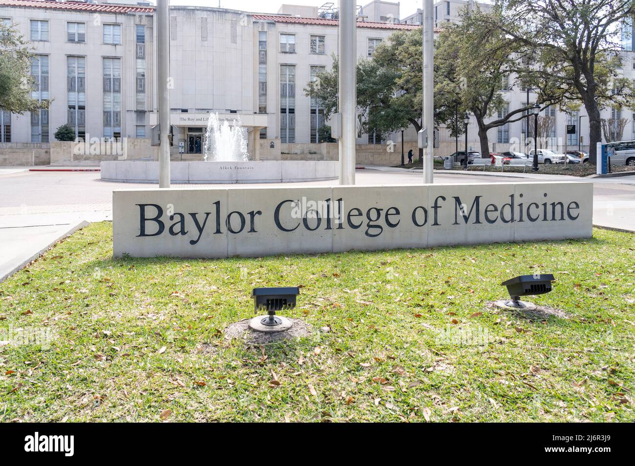 Houston, Texas, USA - March 9, 2022: Closeup of Baylor College of Medicine sign at Texas Medical Center in Houston, Texas, USA Stock Photo