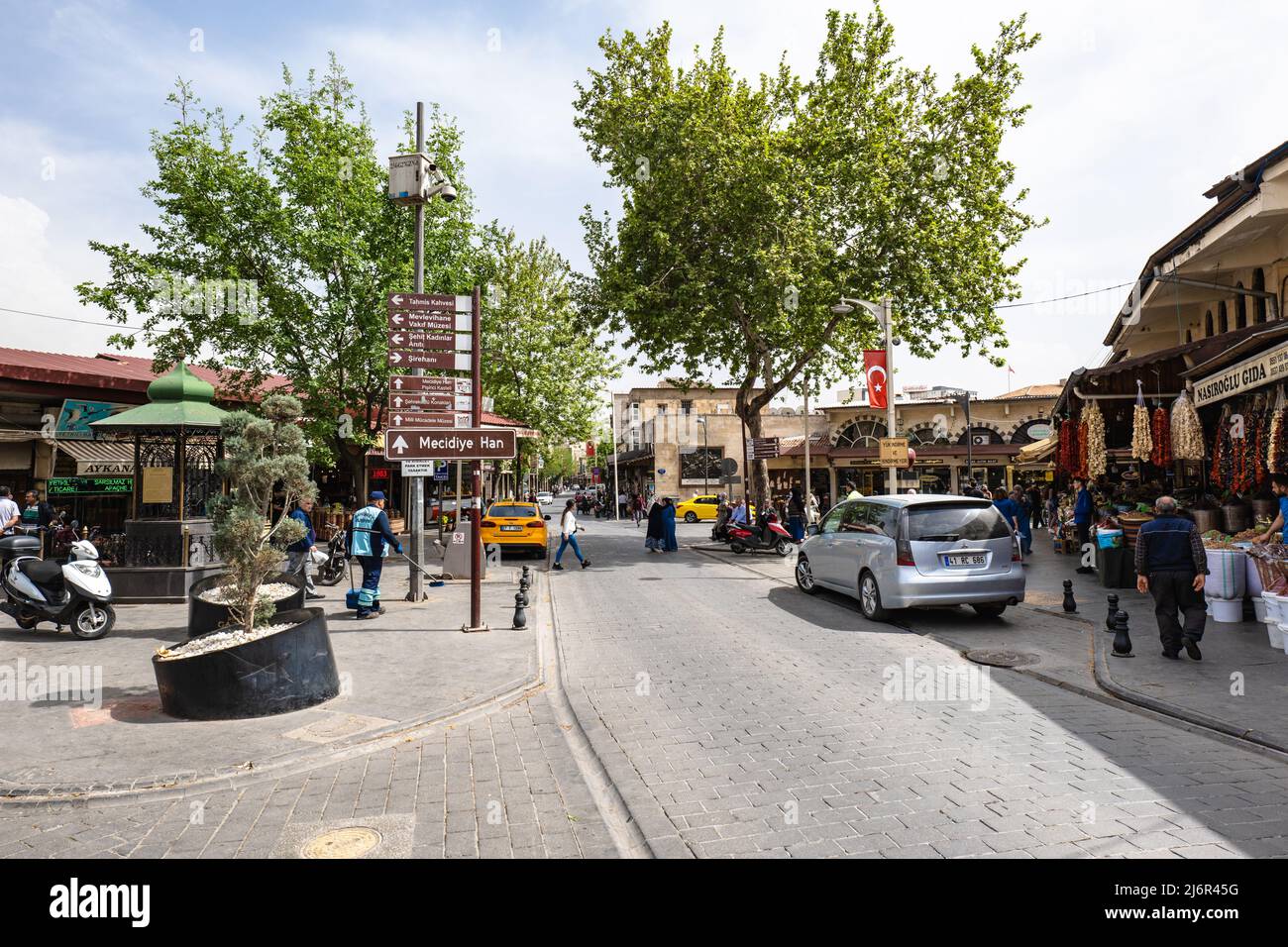 Gaziantep, Turkey - May 2022: Gaziantep old town street view, near the historic bazaar and market. Gaziantep is the food capital of Turkey Stock Photo