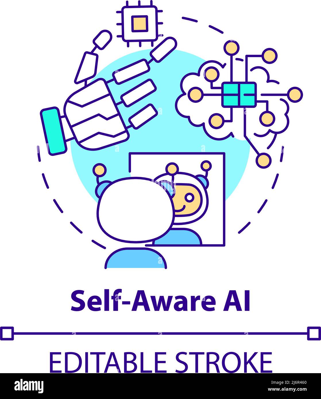 Self aware AI concept icon Stock Vector