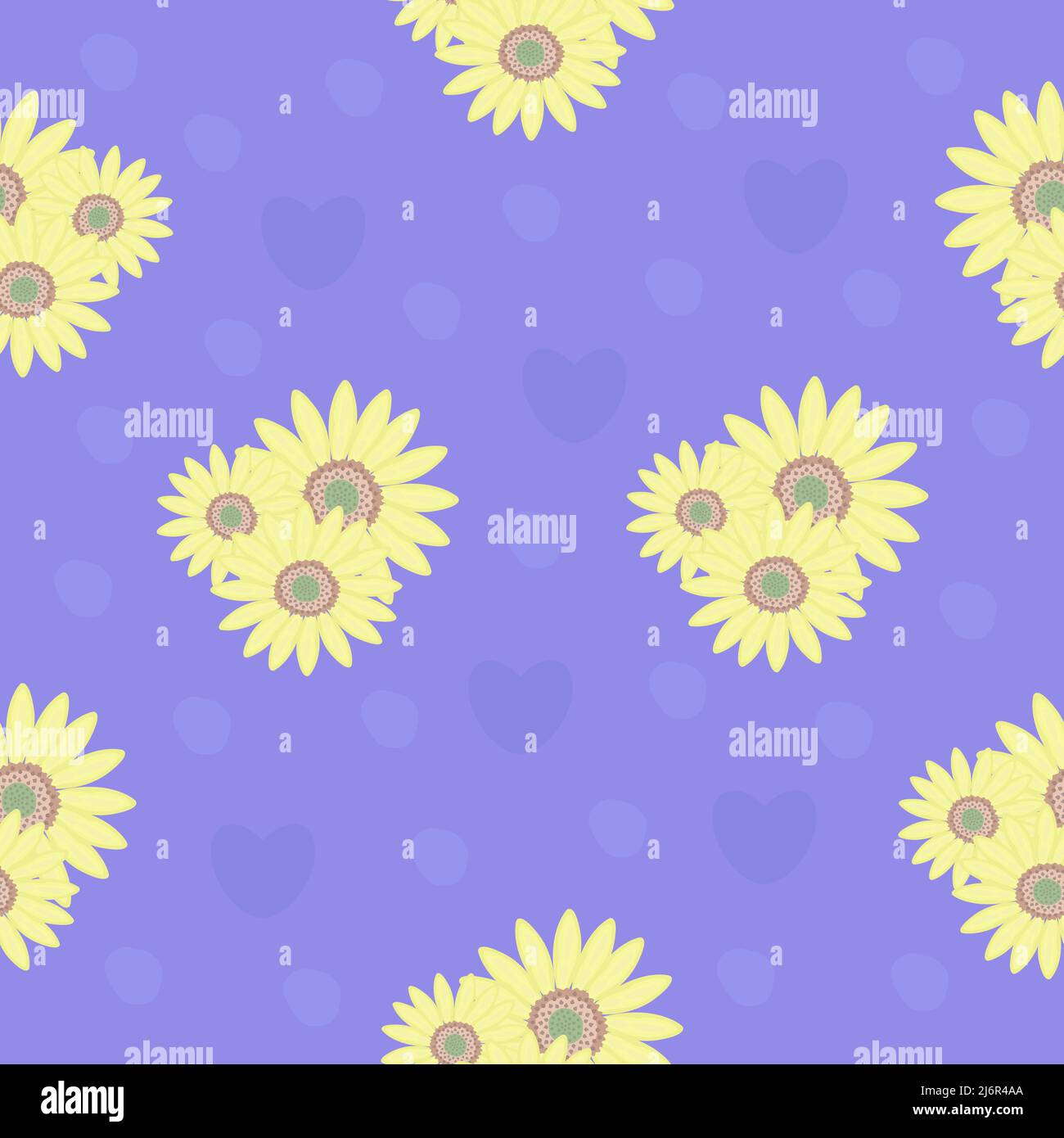 Floral seamless pattern with sunflowers on blue background Stock Vector