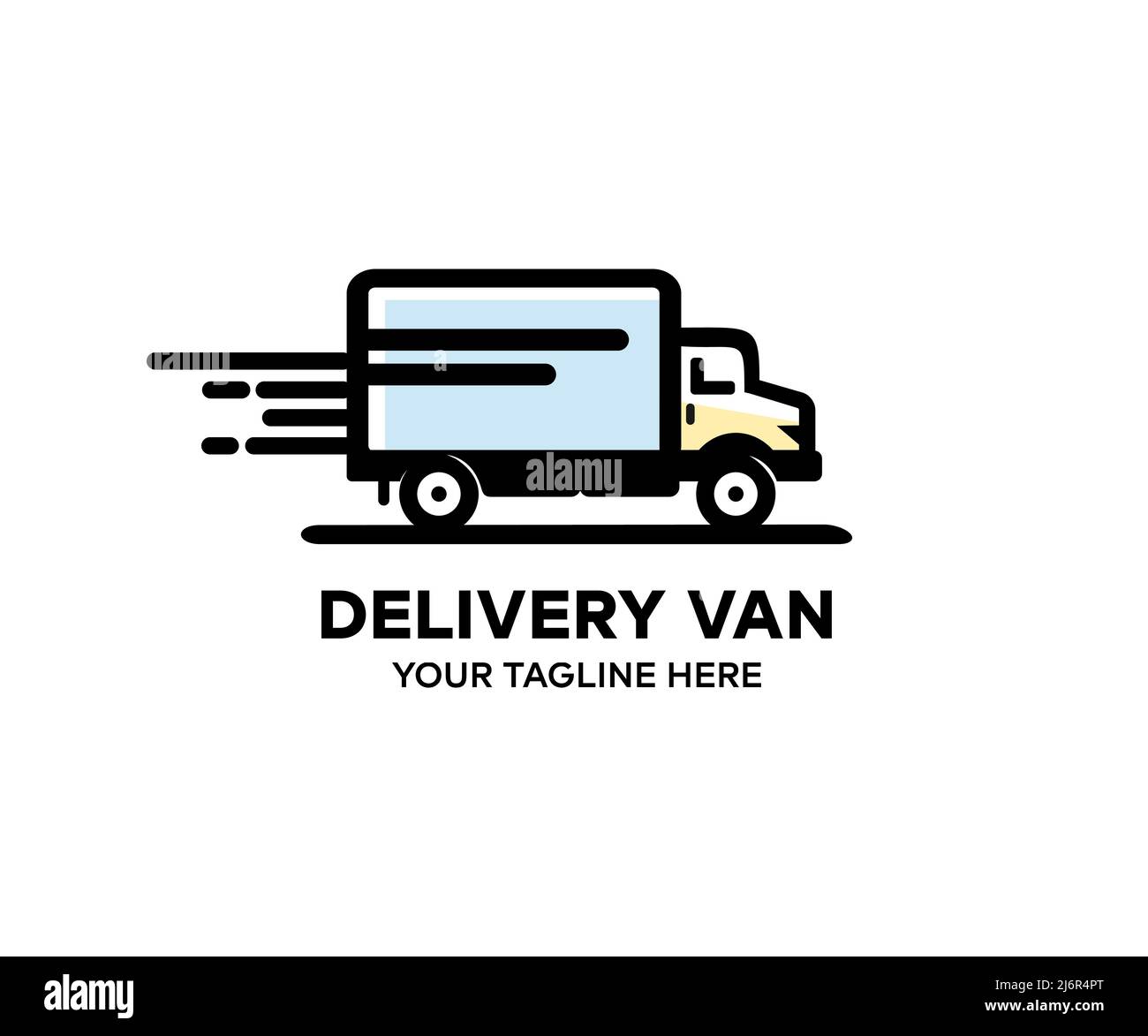 Fast moving shipping delivery truck logo design. Delivery Van Free, Fast Delivery, Shipping concept vector design and illustration. Stock Vector