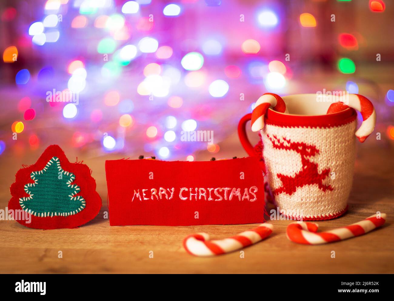 Knitting seamless pattern witch drcoration knitting stylish text. Stock Photo