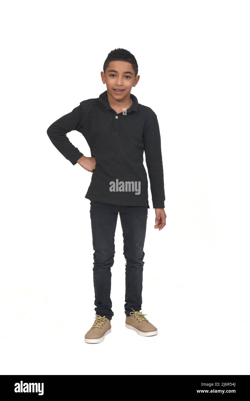 full portrait of a boy on white background Stock Photo - Alamy