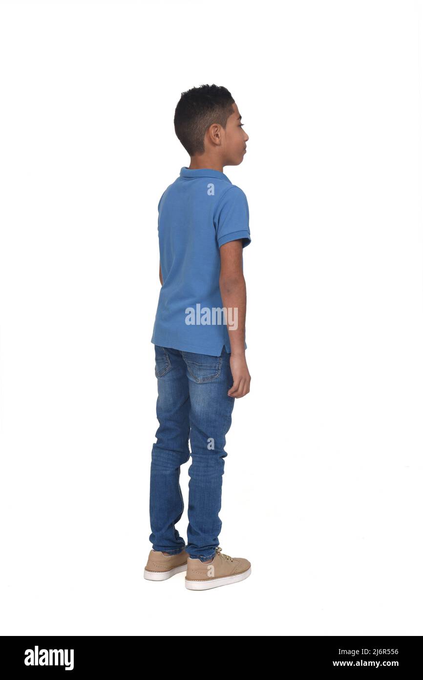 Side view young boy standing Cut Out Stock Images & Pictures - Alamy