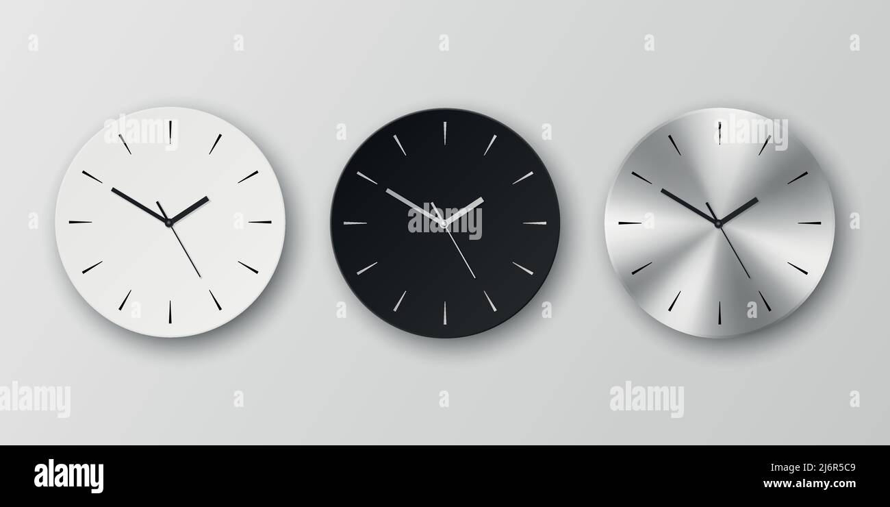 Vector 3d Realistic Round White, Black and Slver or Chrome Steel Wall ...