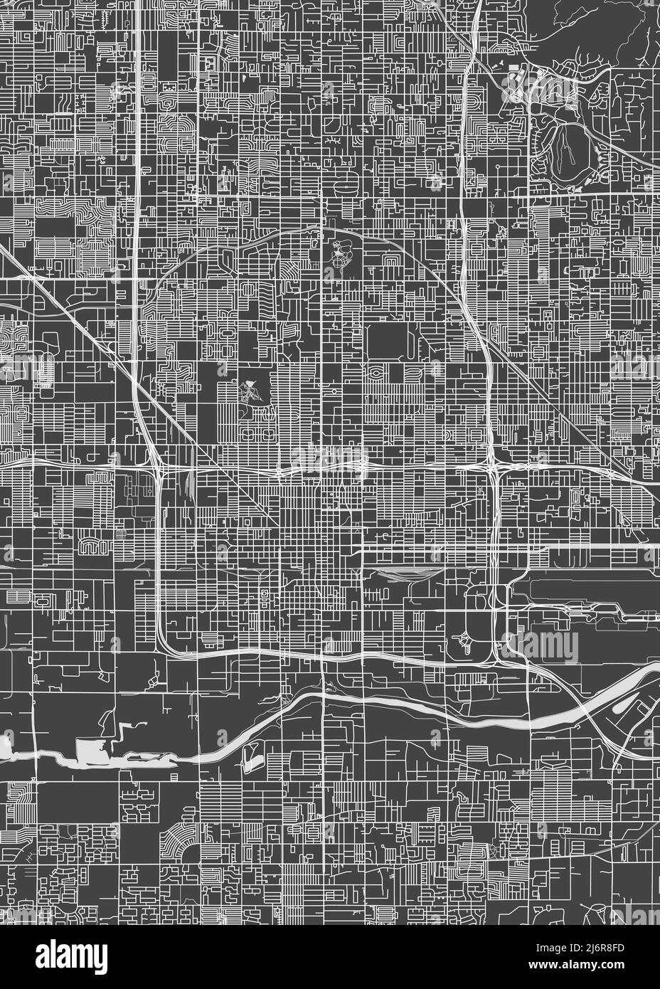 City map Phoenix, monochrome detailed plan, vector illustration Stock Vector