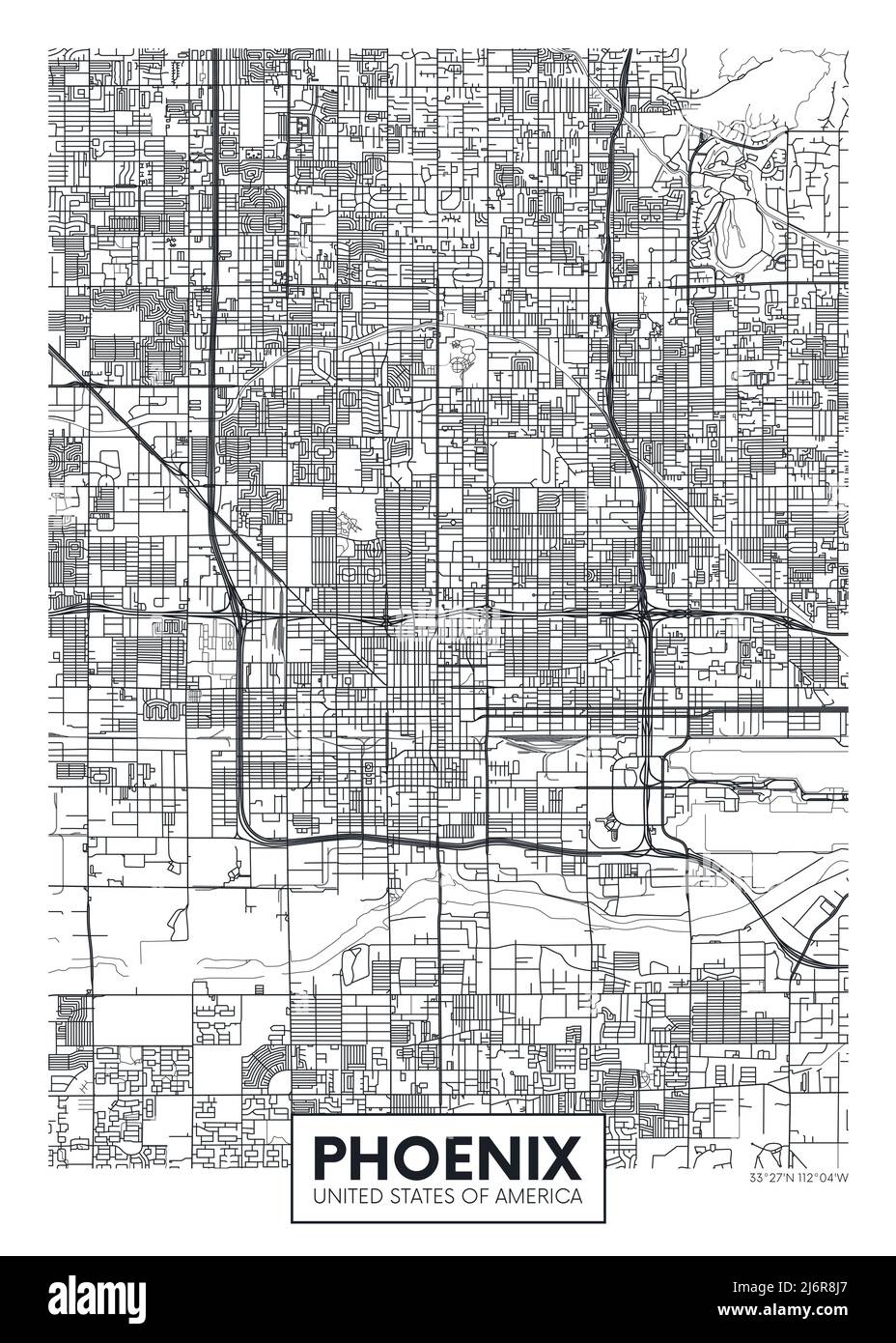 City map Phoenix, travel vector poster design Stock Vector