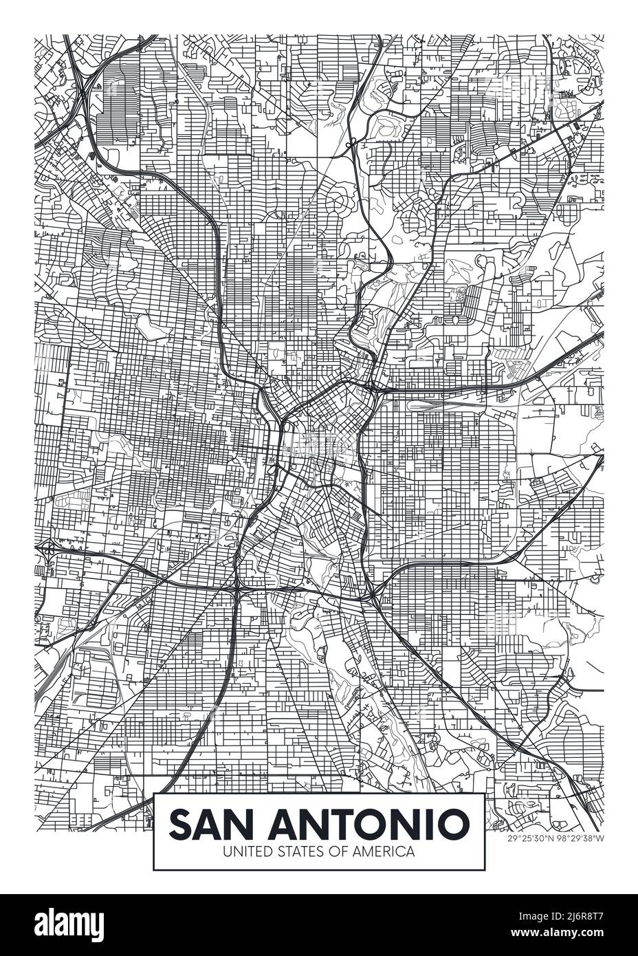 City map San Antonio, travel vector poster design Stock Vector Image ...
