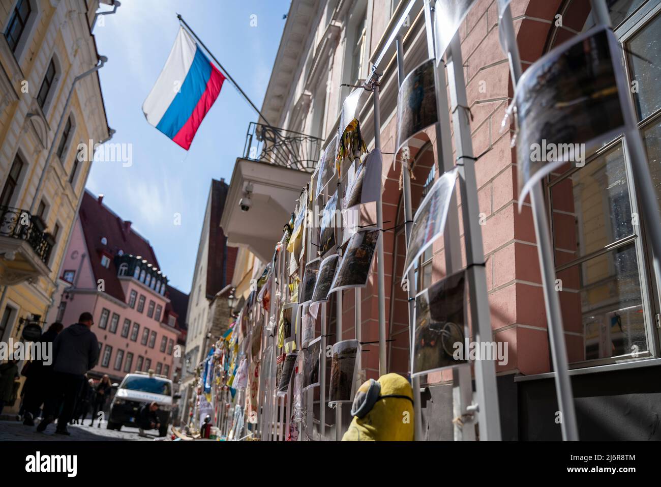 Protest against Russia and Putin and in support of Ukraine in front of the  Russian embassy in Tallinn Stock Photo - Alamy