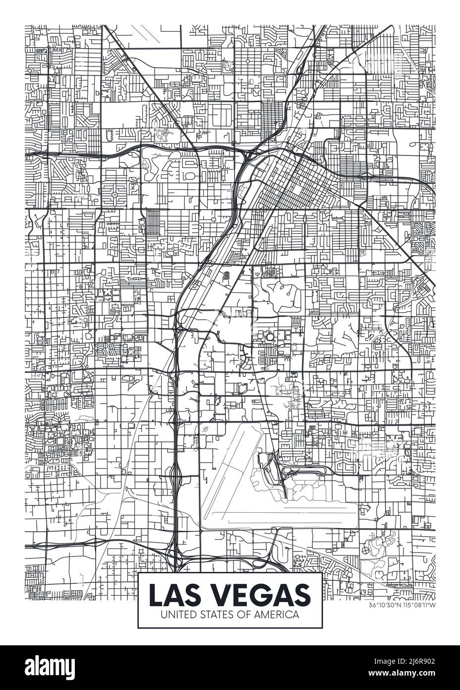 City map Las Vegas, travel vector poster design Stock Vector